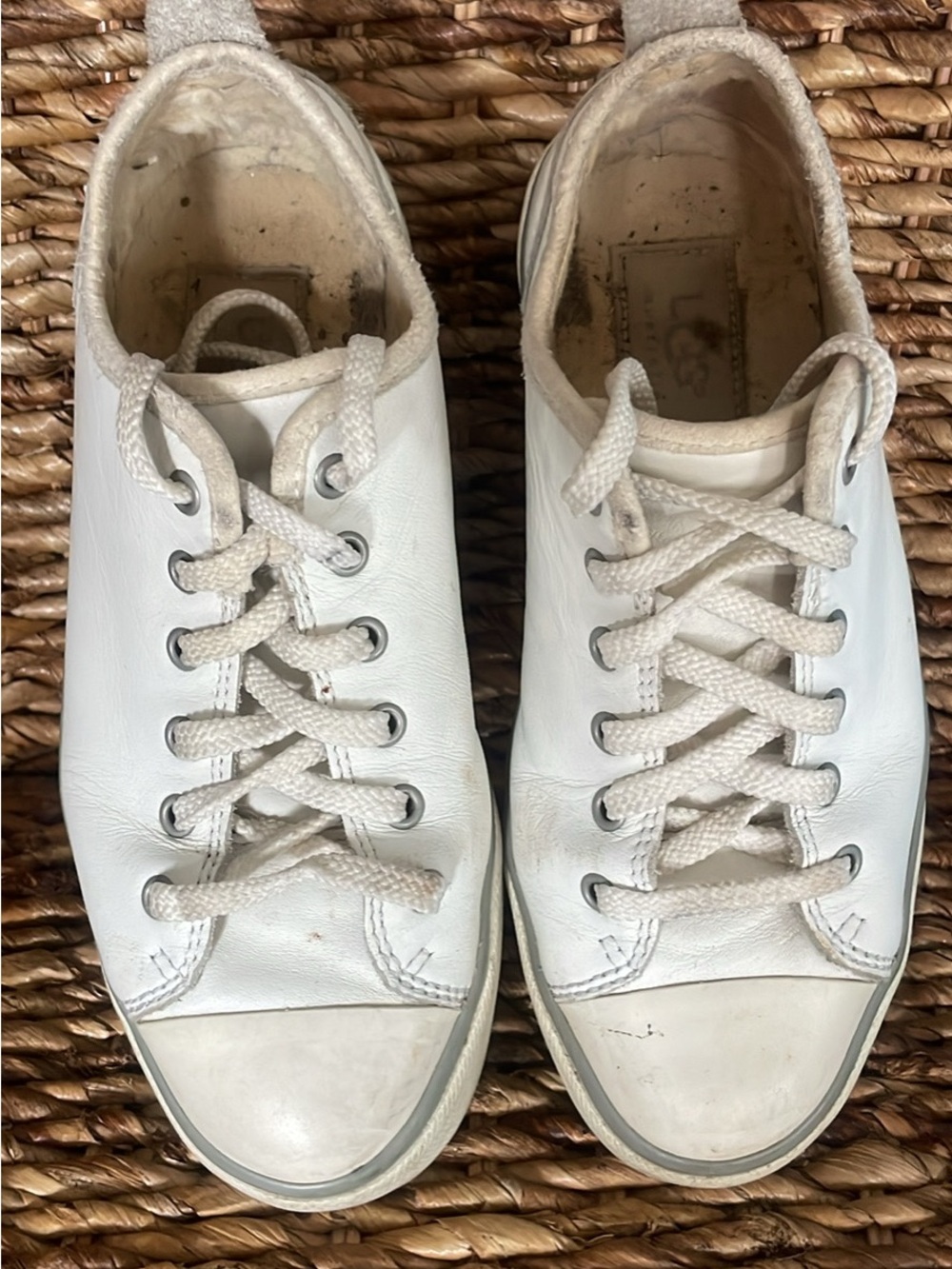 UGG White Leather Low-Top Sneakers - Classic Casual 5